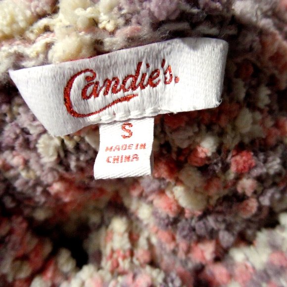 CANDIE'S Chenille Popcorn Sweater Top S Pink Lavender Cream Pullover Super soft - Picture 7 of 7